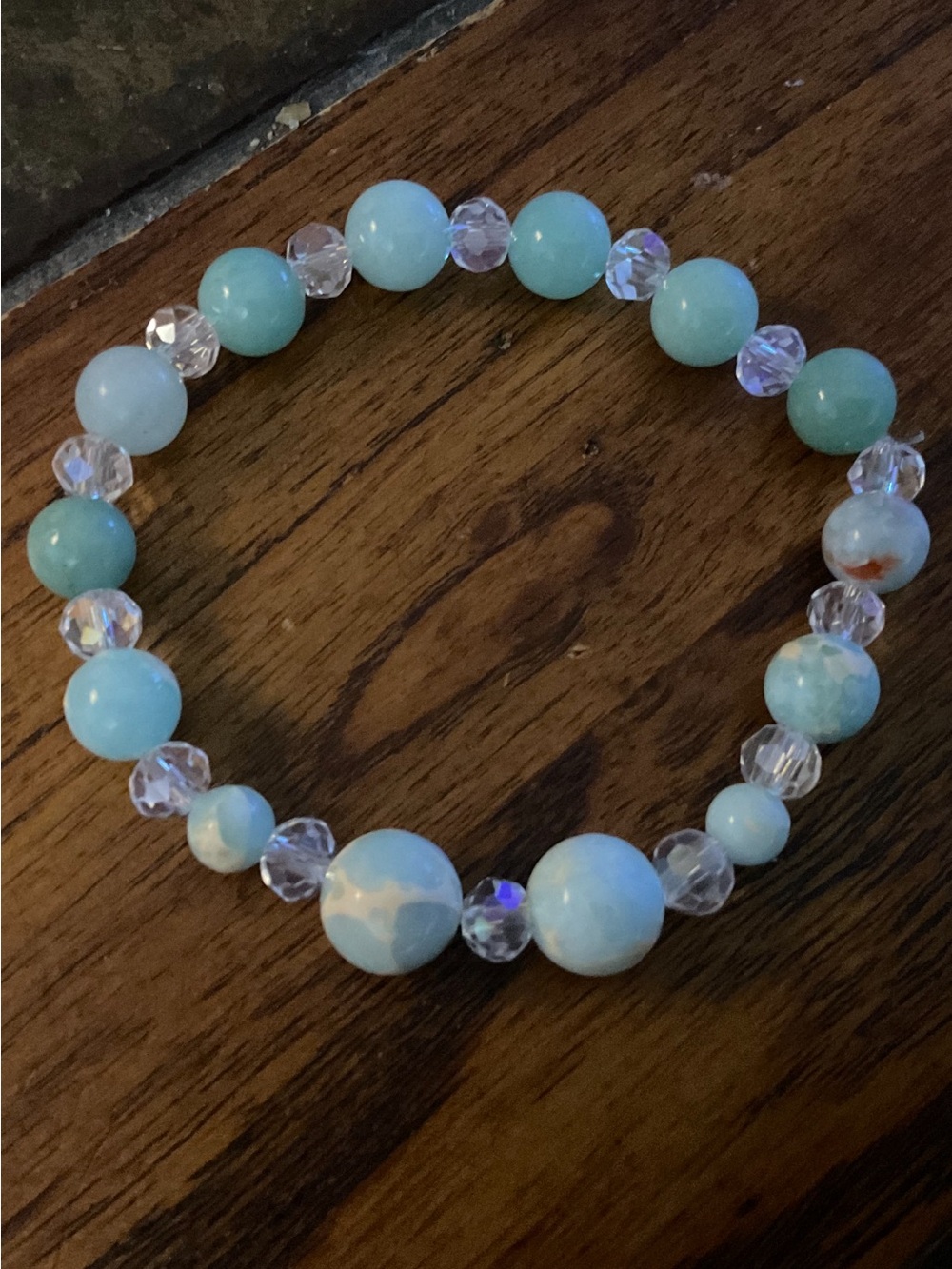 Bracelet - Blue Jasper and Crystal Beads - Sparkling